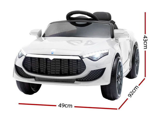 Rigo Kids Electric Ride On Car Cars Music Headlight Remote Control 12V White
