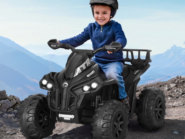 Rigo Kids Ride On Car ATV Quad Motorbike Storage Rack Electric Toys 12V Black