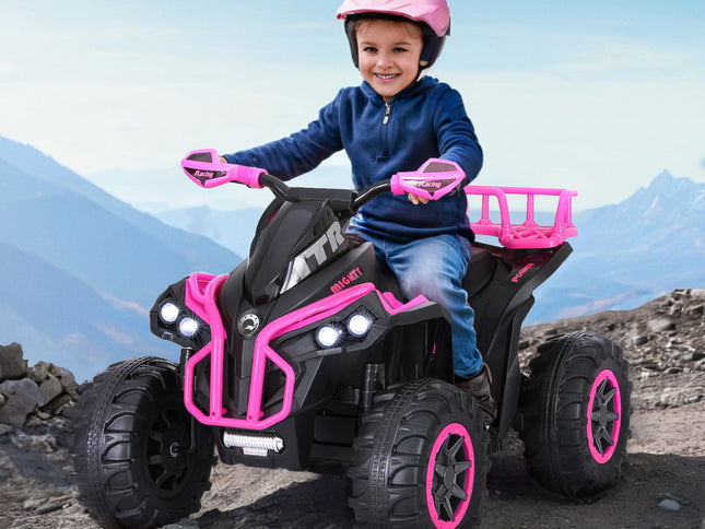 Rigo Kids Ride On Car ATV Quad Motorbike Storage Rack Electric Toys 12V Pink