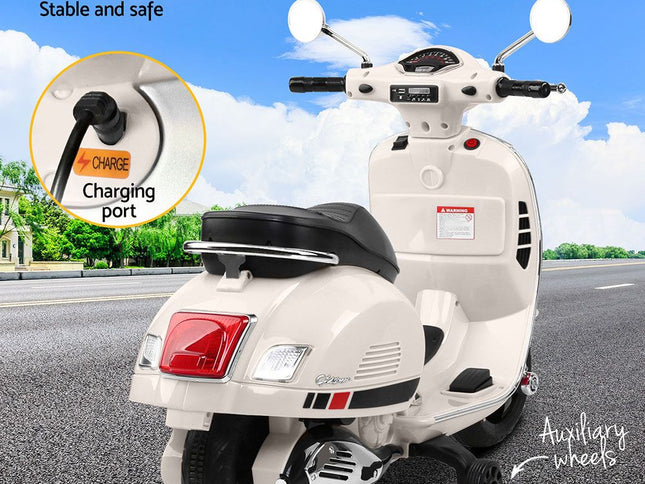 Kids Electric Ride On Car Motorcycle Motorbike Vespa Licensed GTS White