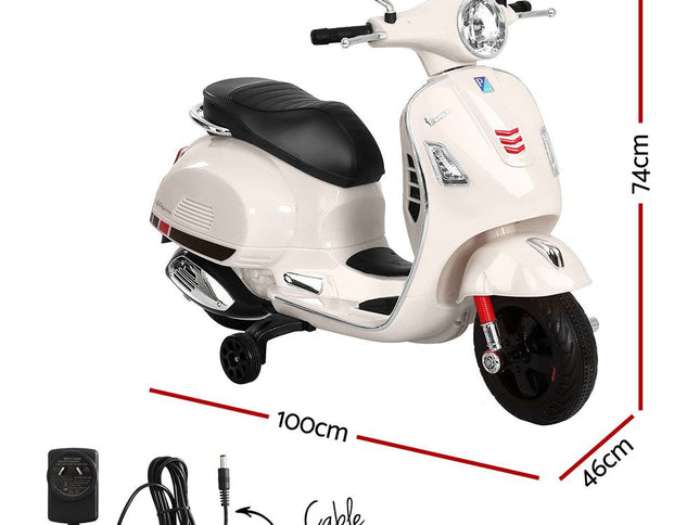 Kids Electric Ride On Car Motorcycle Motorbike Vespa Licensed GTS White