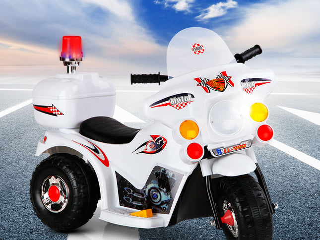 Rigo Kids Electric Ride On Police Motorcycle Motorbike 6V Battery White