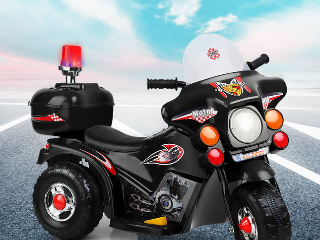 Rigo Kids Electric Ride On Police Motorcycle Motorbike 6V Battery Black