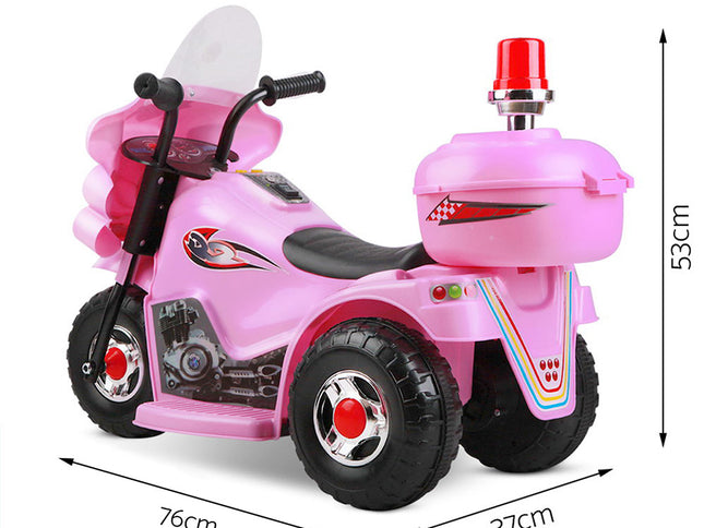 Rigo Kids Electric Ride On Police Motorcycle Motorbike 6V Battery Pink