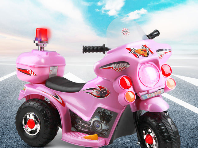 Rigo Kids Electric Ride On Police Motorcycle Motorbike 6V Battery Pink