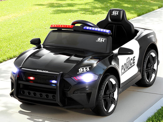 Rigo Kids Ride On Car Electric Patrol Police Cars Battery Powered Toys 12V Black