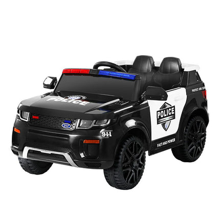 Rigo Kids Electric Ride On Patrol Police Car Horn Music Remote Black