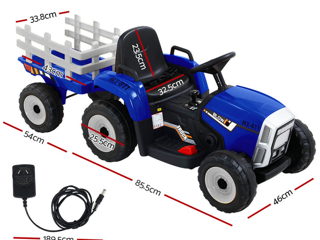 Rigo Kids Electric Ride On Car Tractor Toy Cars 12V Blue