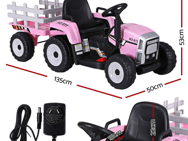 Rigo Kids Electric Ride On Car Tractor Toy Cars 12V Pink