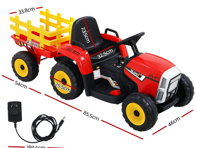 Rigo Kids Electric Ride On Car Tractor Toy Cars 12V Red