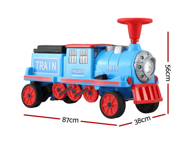 Rigo Kids Ride on Car Train 12V Electric Toy 2 Seaters Storage 87cm Blue