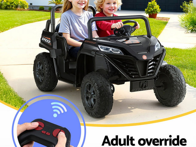 Rigo Kids Ride On Car Electric Toys Cars Headlight Music Remote Control Black