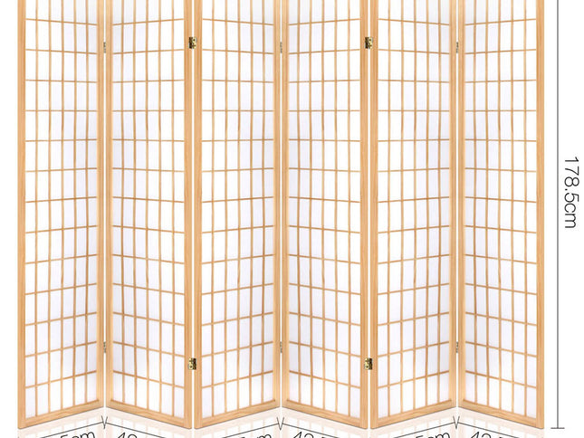 Artiss 6 Panel Room Divider Screen 261x179cm Natural