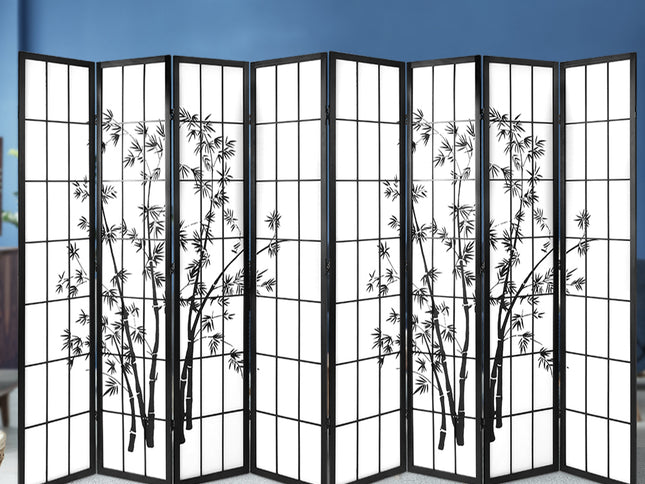Artiss 8 Panel Room Divider Screen 348x179cm Bamboo Black White
