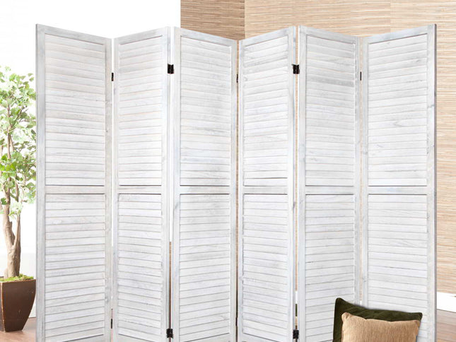 Artiss 6 Panel Room Divider Screen 245x170cm Louver White
