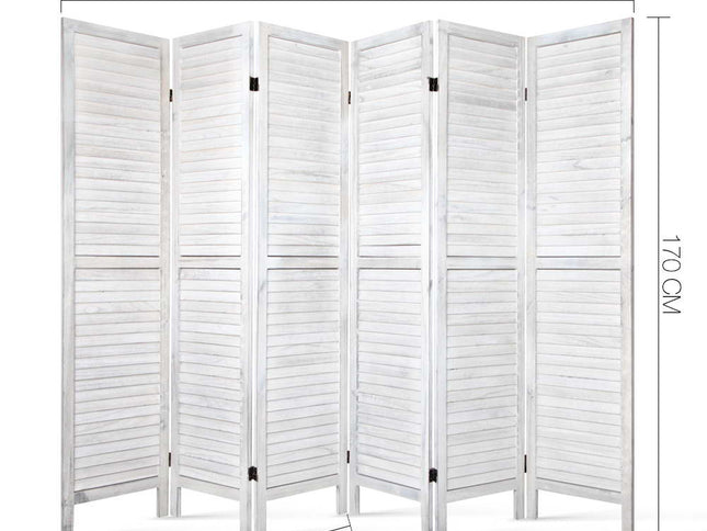 Artiss 6 Panel Room Divider Screen 245x170cm Louver White