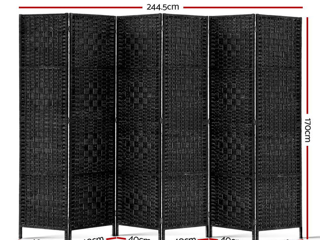 Artiss 6 Panel Room Divider Screen 245x170cm Woven Black