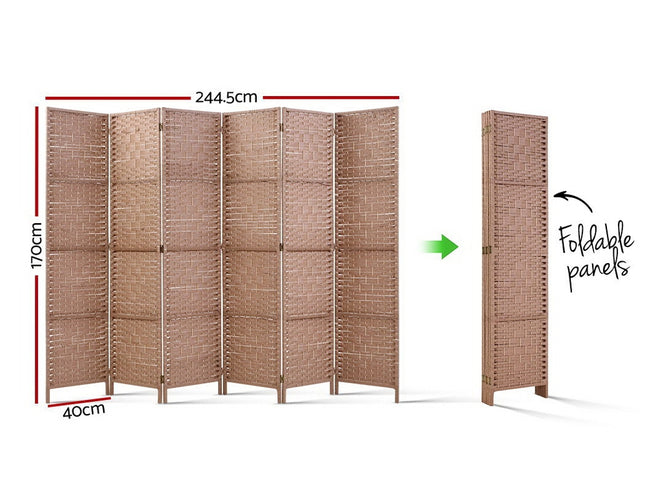 Artiss 6 Panel Room Divider Screen 245x170cm Woven Natural