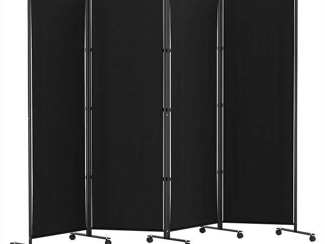 Artiss 4 Panel Room Divider Screen 217cm Wheel Fabric Black