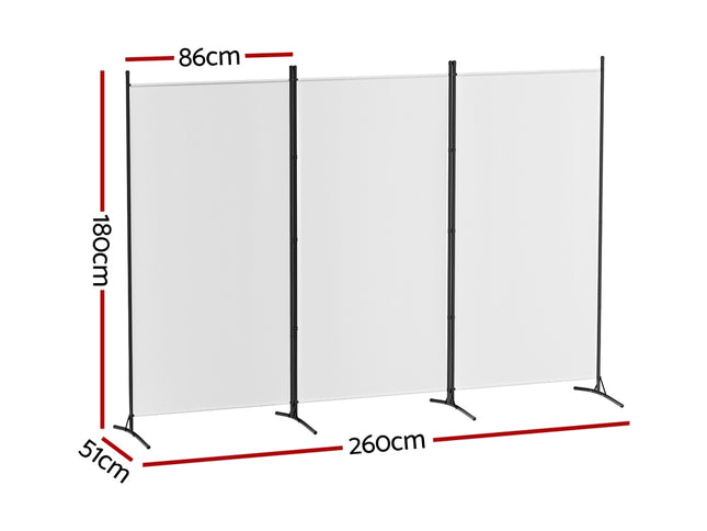 Artiss 3 Panel Room Divider Screen 260x180cm Fabric White