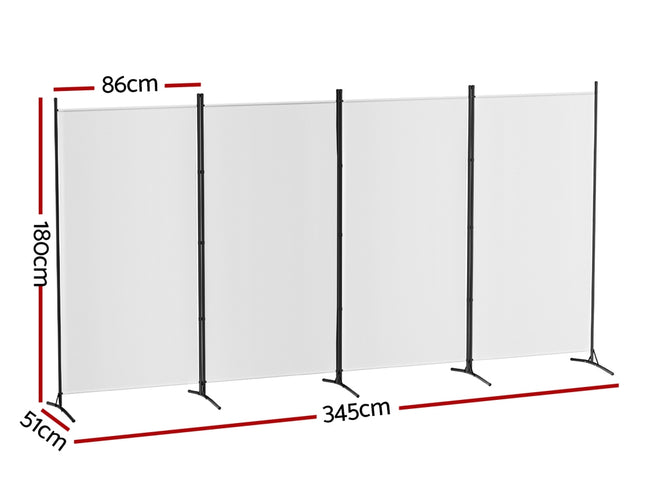 Artiss 4 Panel Room Divider Screen 345x180cm Fabric White