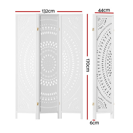 Artiss 3 Panel Room Divider Screen 132x170cm Circle White