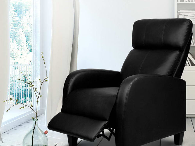 Artiss PU Leather Reclining Armchair - Black