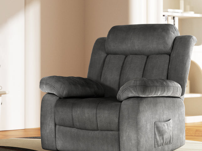 Artiss Recliner Chair Electric Massage Chair Velvet Lounge Sofa Heated Grey