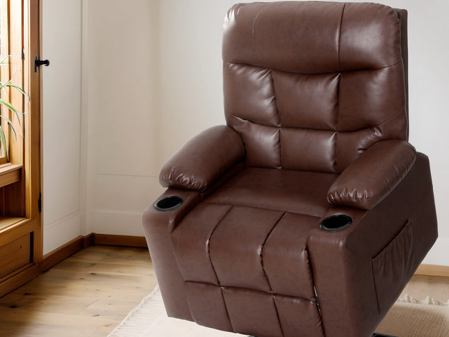 Artiss Recliner Chair Lift Assist Heated Massage Chair Leather Claude