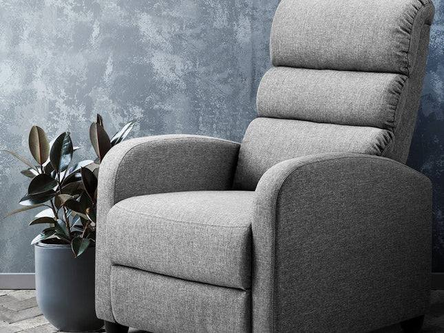 Artiss Recliner Armchair Grey Fabric Bolivia