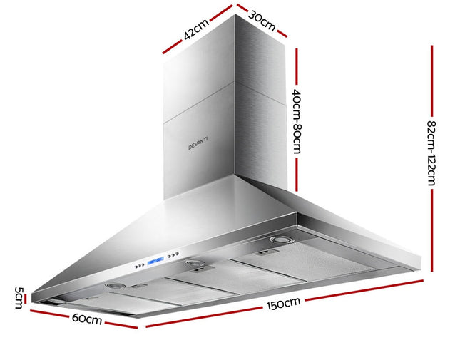 Devanti 1500mm Range Hood 150cm BBQ Commercial Rangehood
