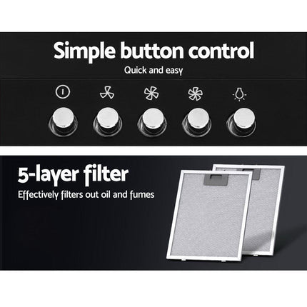 Devanti 600mm Range Hood 60cm Rangehood Black