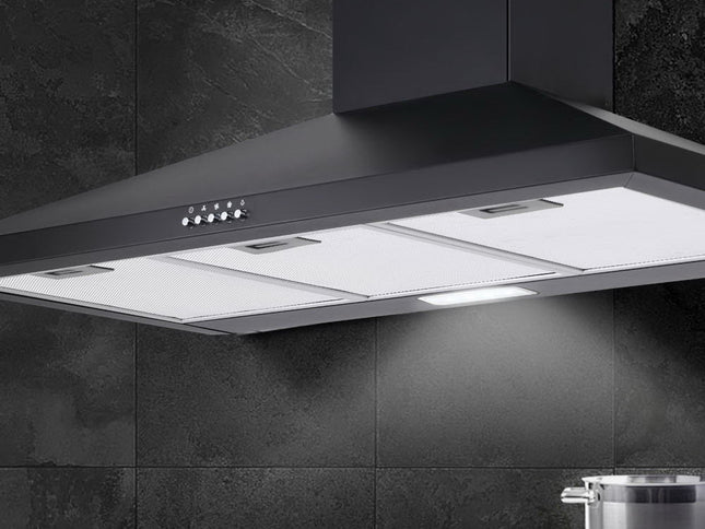 Devanti 900mm Range Hood 90cm Rangehood Black