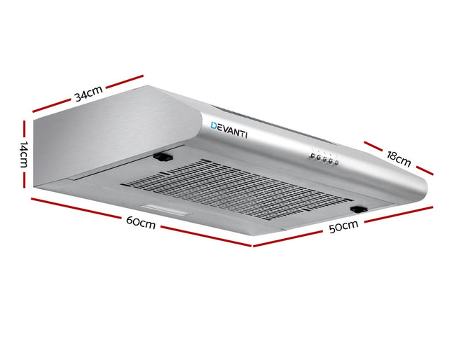 Devanti 600mm Range Hood 60cm Rangehood Stainless Steel
