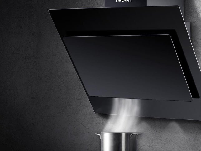 Devanti 900mm Range Hood 90cm Rangehood Glass Black