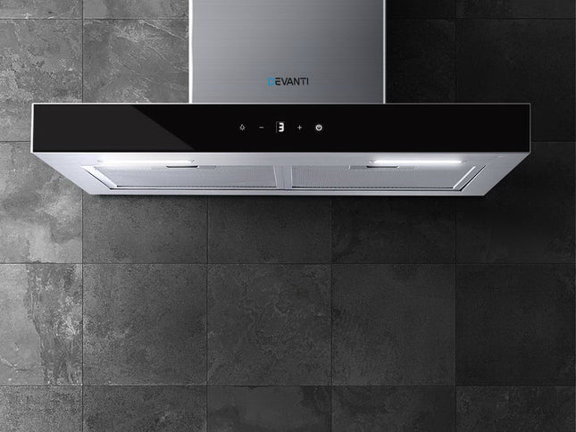 Devanti 600mm Range Hood 60cm Rangehood Glass Stainless Steel