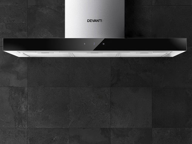 Devanti 900mm Range Hood 90cm Rangehood Glass Stainless Steel