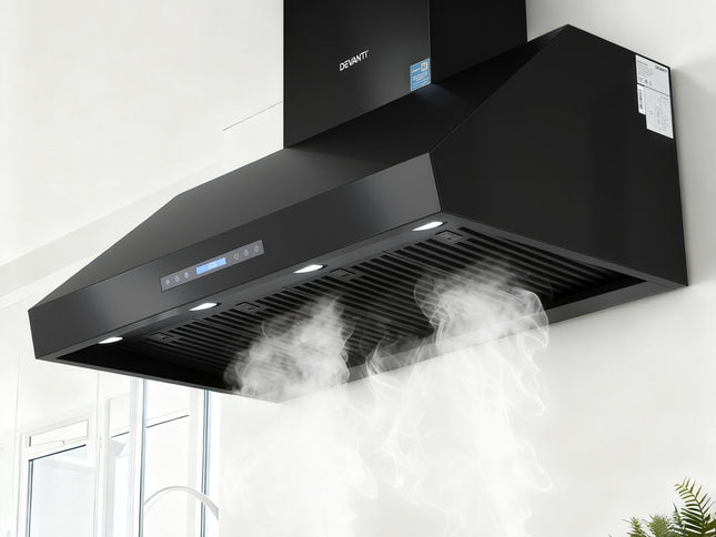 Devanti 1200mm Commercial BBQ Range Hood Dual Motor W/ Remote Control Black