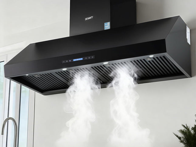 Devanti 1500mm Commercial BBQ Range Hood Dual Motor W/ Remote Control Black