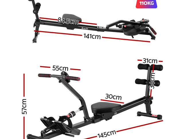 Everfit Hydraulic Rowing Machine Rower 12 Levels Resistance Exercise Fitness Gym Cardio