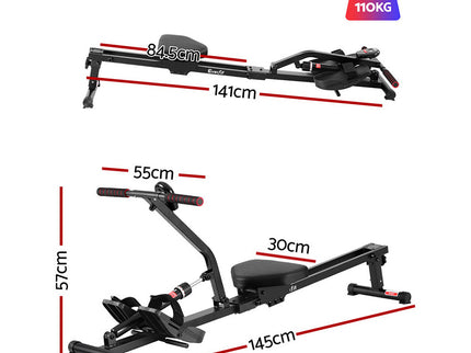 Everfit Hydraulic Rowing Machine Rower 12 Levels Resistance Exercise Fitness Gym Cardio