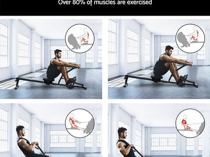 Everfit Hydraulic Rowing Machine Rower 12 Levels Resistance Exercise Fitness Gym Cardio