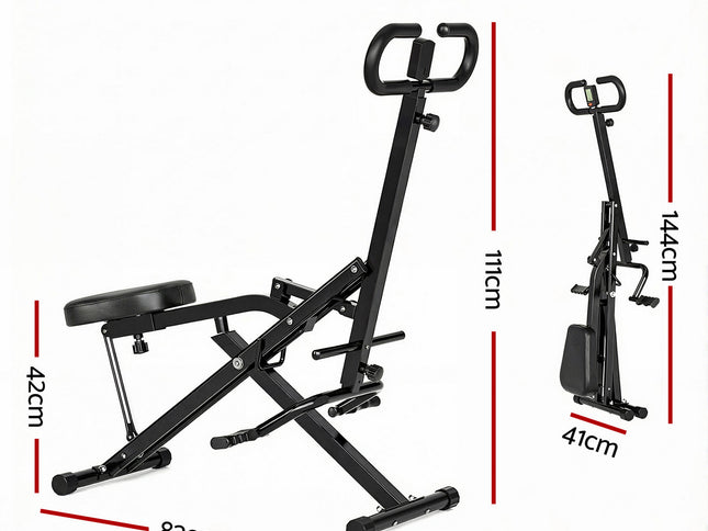 Everfit Foldable Squat Machine Deep Squat Rowing Machine 5 Adjustable Seat Home Gym