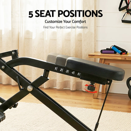 Everfit Foldable Squat Machine Deep Squat Rowing Machine 5 Adjustable Seat Home Gym