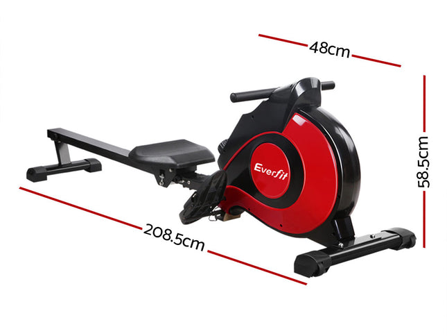 Everfit Rowing Machine Rower Magnetic Resistance Exercise Gym Home Cardio Red