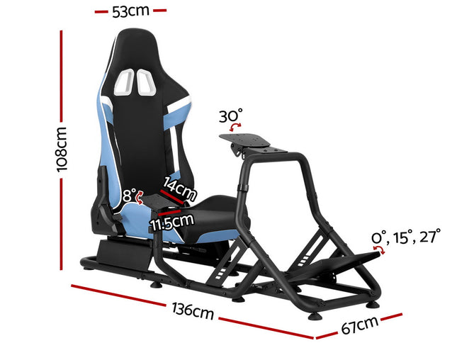 Artiss Racing Simulator Cockpit Steering Wheel Gaming Chair Blue