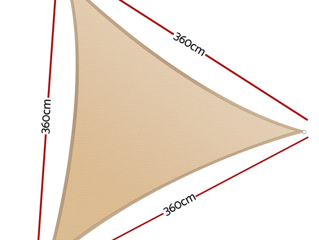 Instahut Shade Sail Cloth Shadecloth Triangle Sun Canopy 3.6x3.6x3.6M