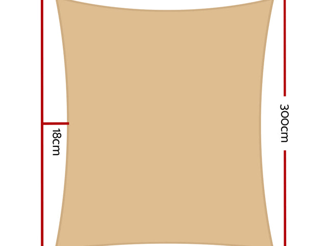 Instahut Shade Sail 2.5x3m Rectangle 280GSM 98% Sand Shade Cloth