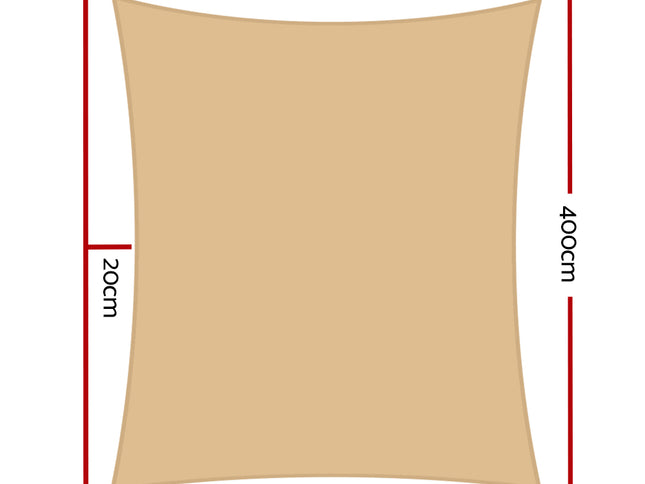 Instahut Shade Sail 3x4m Rectangle 280GSM 98% Sand Shade Cloth