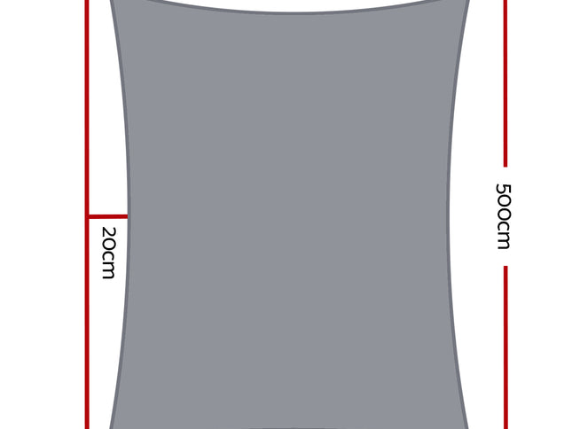 Instahut Shade Sail 4x5m Rectangle 280GSM 98% Grey Shade Cloth